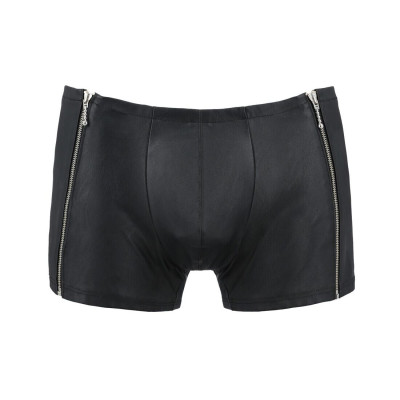 Чоловічі шкіряні боксери з блискавками Passion 049 Short Matt L/XL Black