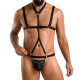 Комплект чоловічої білизни зі стреп Passion 039 Set Andrew S/M Black, стринги, шлейки