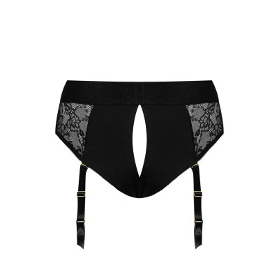 Кружевные трусы для страпона с подвязками для чулок Strap-On-Me DIVA HARNESS - L