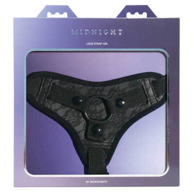 Трусы для страпона Sportsheets Midnight Lace Strap-On, отделка под кружево, комфортные