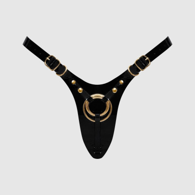 Трусики для страпона Strap-On-Me Leatherette Harness Fabulous - One Size - Black Glossy