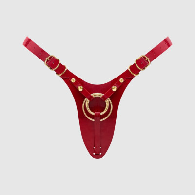 Трусики для страпона Strap-On-Me Leatherette Harness Fabulous - One Size - Red Glossy