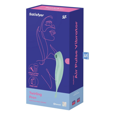 Смарт-вібратор для клітора з вакуумною стимуляцією Satisfyer Twirling Pro+ Mint Смарт-вібратор для клітора з вакуумною стимуляцією Satisfyer Twirling Pro+ Mint