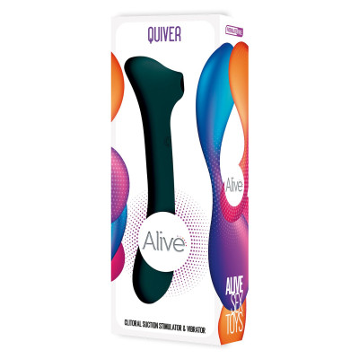 Вібратор та вакуумний кліторальний стимулятор 2-в-1 Alive Quiver Teal оновлена модель Вібратор та вакуумний кліторальний стимулятор 2-в-1 Alive Quiver Teal оновлена модель
