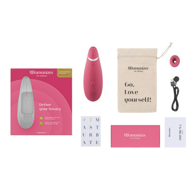 Вакуумний кліторальний стимулятор Womanizer Premium 2 - Raspberry Вакуумний кліторальний стимулятор Womanizer Premium 2 - Raspberry