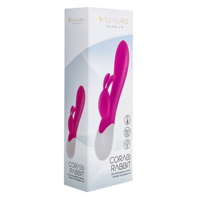 Вібратор-кролик S Pleasures Premium Corabi Rabbit, рожевий, вушка для клітора, 16 режимів, нагрів