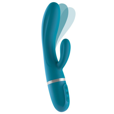 Вібратор-кролик Liebe Bend It Plus Ocean Blue, гнучкий, 2 мотори, 10 режимів