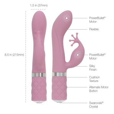 Розкішний вібратор-кролик Pillow Talk - Kinky Pink з кристалом Сваровські, потужний