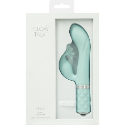 Розкішний вібратор-кролик Pillow Talk - Kinky Teal з кристалом Сваровські, потужний