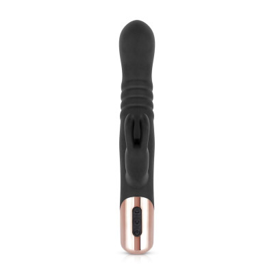 Вібратор-кролик Rosy Gold - Rabbit Vibrator with thrusting function - Black