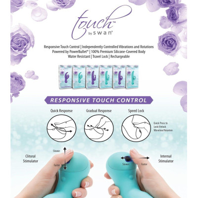 Вібратор-кролик з сенсорним управлінням і ротацією Touch by SWAN - Duo Purple, глибока вібрація Вібратор-кролик з сенсорним управлінням і ротацією Touch by SWAN - Duo Purple, глибока вібрація