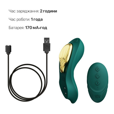 Смартвібратор у трусики Zalo — AYA Turquoise Green, насадка та пульт ДК