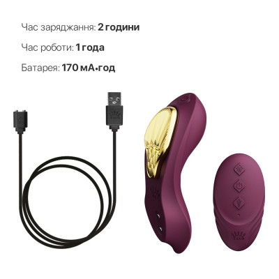 Смартвібратор у трусики Zalo — AYA Velvet Purple, насадка та пульт ДК Смартвібратор у трусики Zalo — AYA Velvet Purple, насадка та пульт ДК