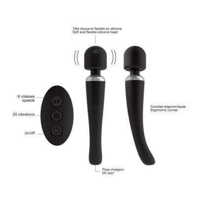Потужний вібромасажер Dorcel Megawand Black який перезаряджається, 160 режимів