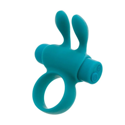 Ерекційне віброкільце S Pleasures Premium Rabbit Ring бірюзове, зі знімною віброкулею та вушками