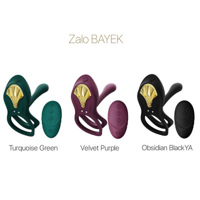 Смарт ерекційне кільце Zalo — BAYEK Turquoise Green, подвійне з ввідною частиною, пульт ДК