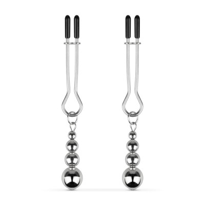Затискачі для сосків Bedroom Fantasies: Nipple Clamps with Beaded Chain - Silver