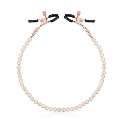 Затискачі для сосків з перлинним ланцюжком Rosy Gold - Nipple Clamps Pearls