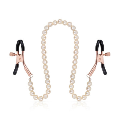 Затискачі для сосків з перлинним ланцюжком Rosy Gold - Nipple Clamps Pearls