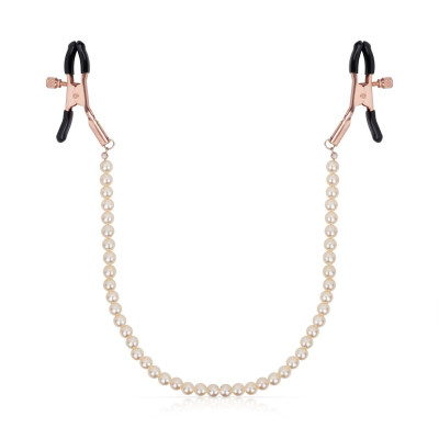 Затискачі для сосків з перлинним ланцюжком Rosy Gold - Nipple Clamps Pearls